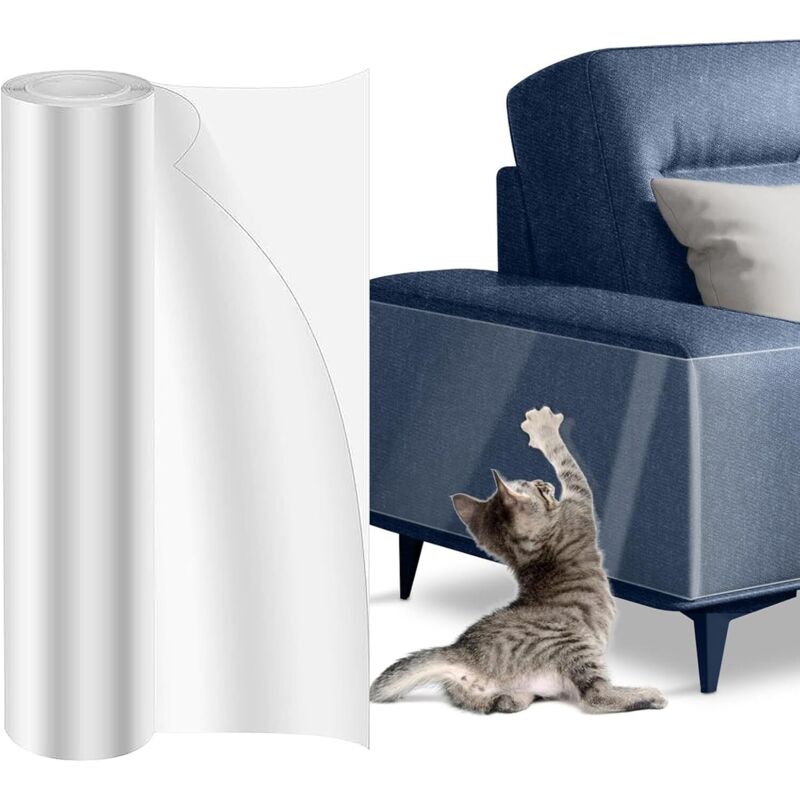 Kratzfeste Schutzfolie für Sofas und Katzen, 500 x 40 cm, selbstklebend, transparent, kratzfest, für Möbel, Sofas, Wände, Türen