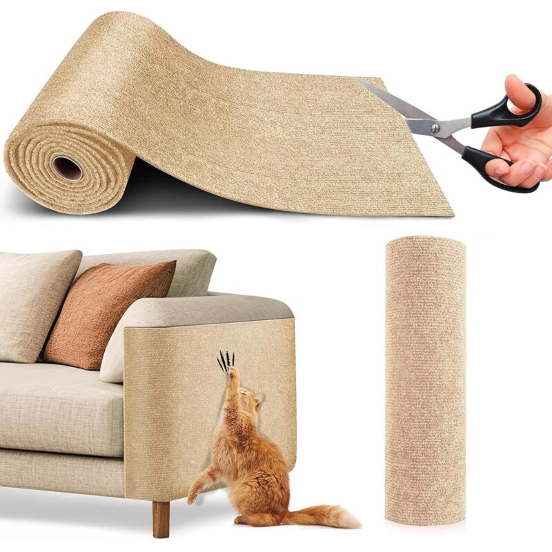 Kratzschutzfolie für Sofas, 200 x 40 cm, Möbelschutz gegen Katzen, Kratzmatte und Klebeband für Katzen (Khaki)