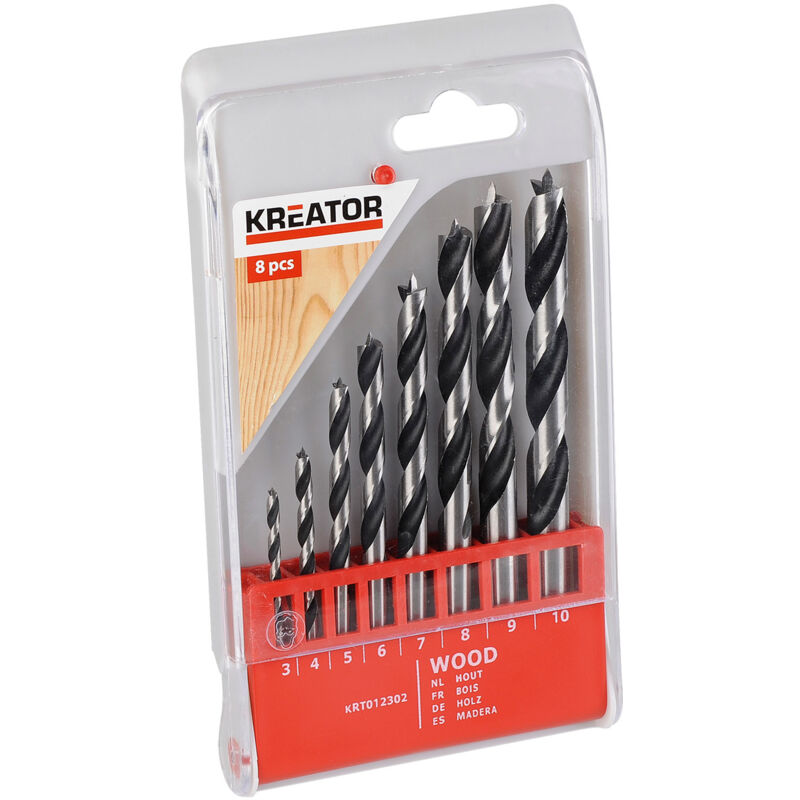 Koffer mit 8 Holzbohrern Kréator Koffer mit 8 Holzbohrern