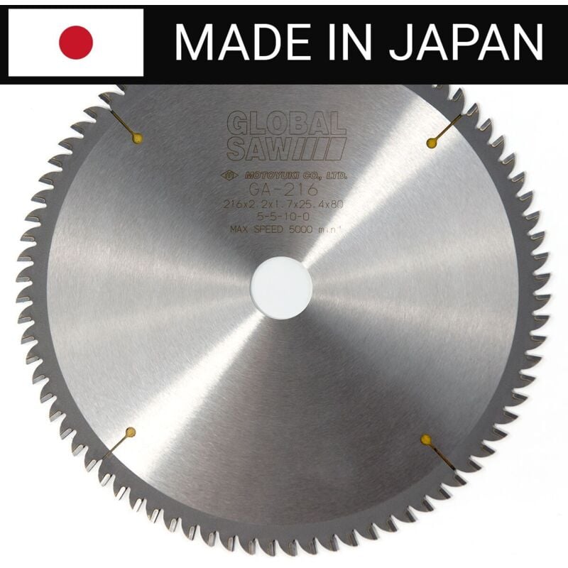 Kreissäge zum Schneiden von Aluminium GLOBAL SAW 216 x 2,2/1,7 x 25,4 mm / 100z CERMET JAPAN