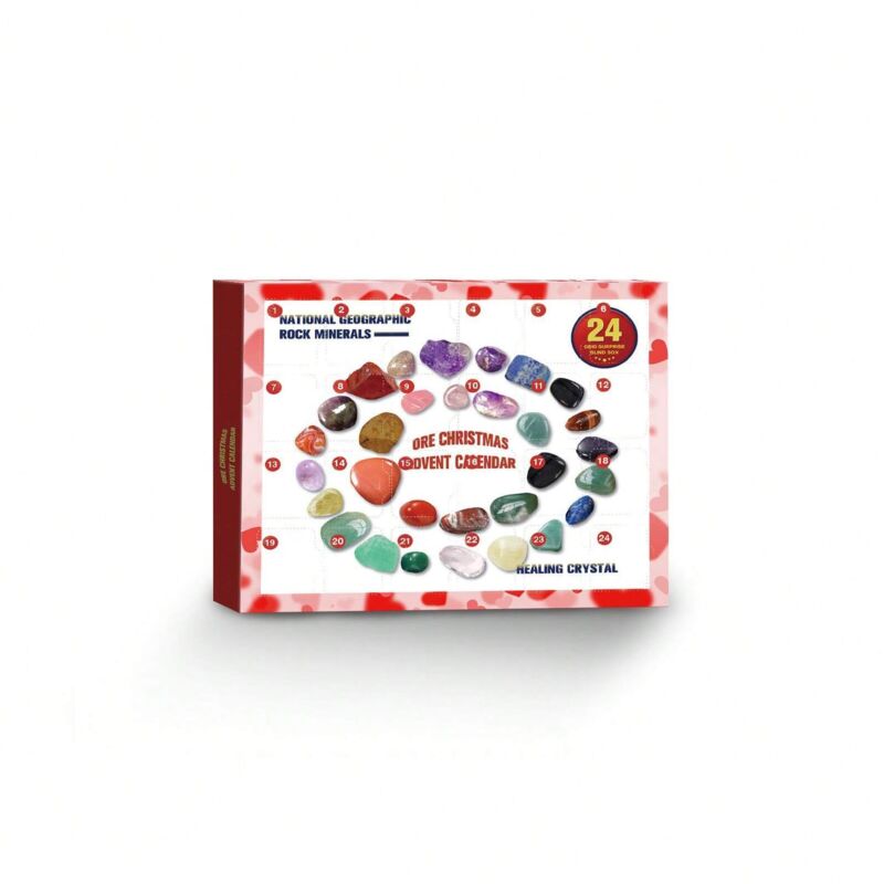 Kristall-Adventskalender 2025, Edelsteinkollektion für Meditation und als Geschenk