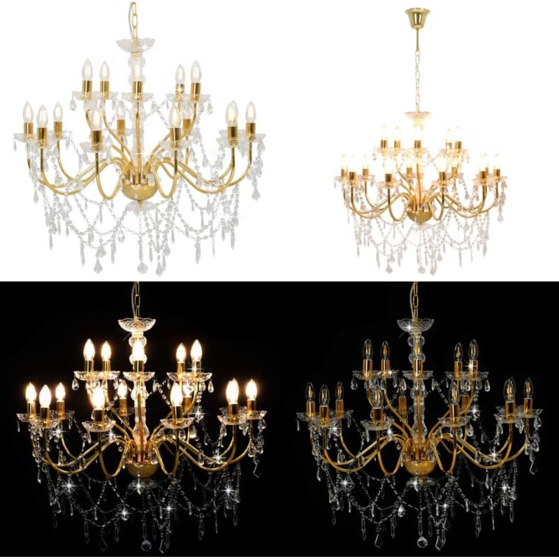 Kronleuchter 2-lagig Golden 15×E14-Glühbirnen - Kronleuchter - Deckenleuchte - Home & Living