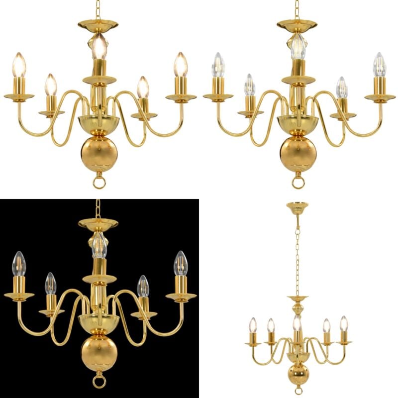 Vidaxl - Kronleuchter Golden 5 x E14-Glühbirnen - Kronleuchter - Deckenleuchte - Home & Living - Gold