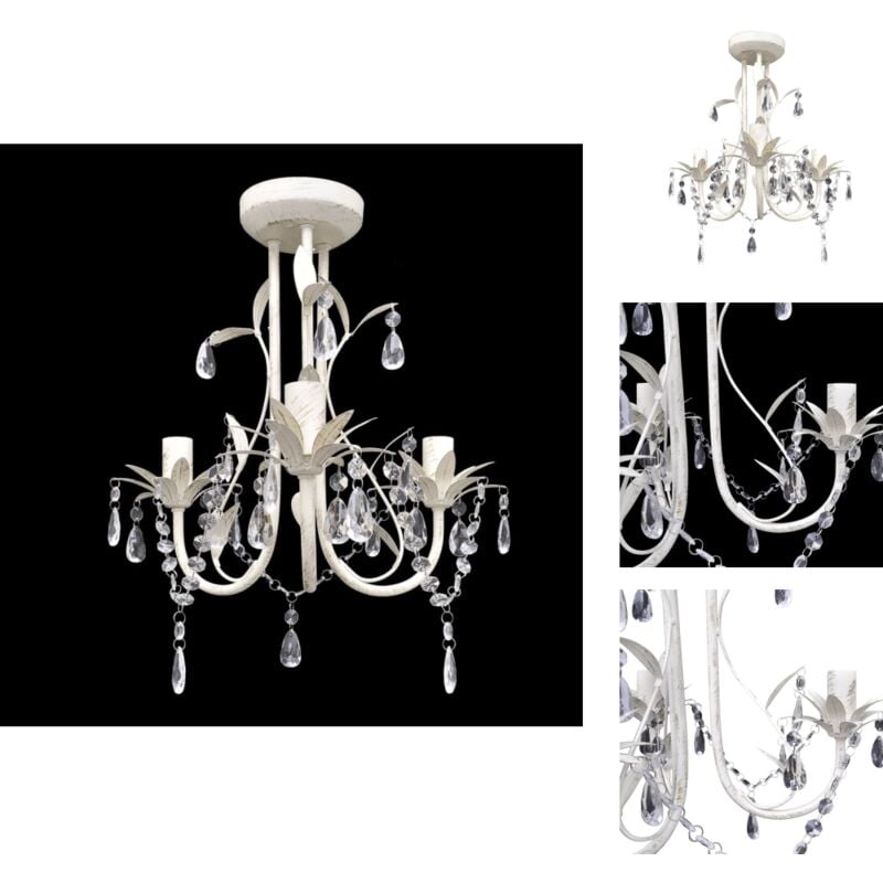 Vidaxl - Kronleuchter - Kronleuchter Pendelleuchte Kristall Lampe Lüster Leuchte weiß - Weiß