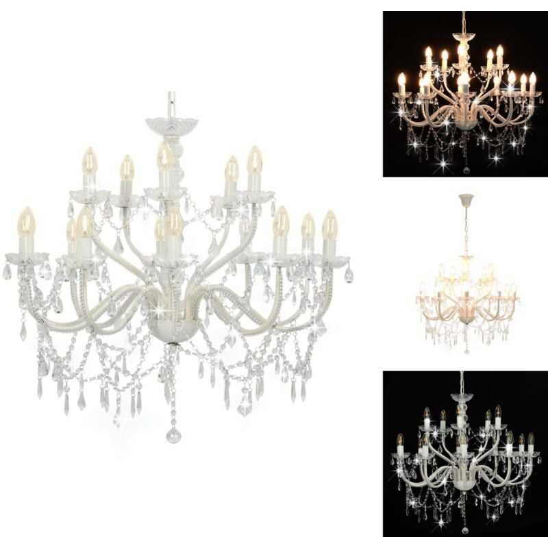 Kronleuchter - Living Kronleuchter 2-lagig Weiß 15×E14-Glühbirnen - Weiß