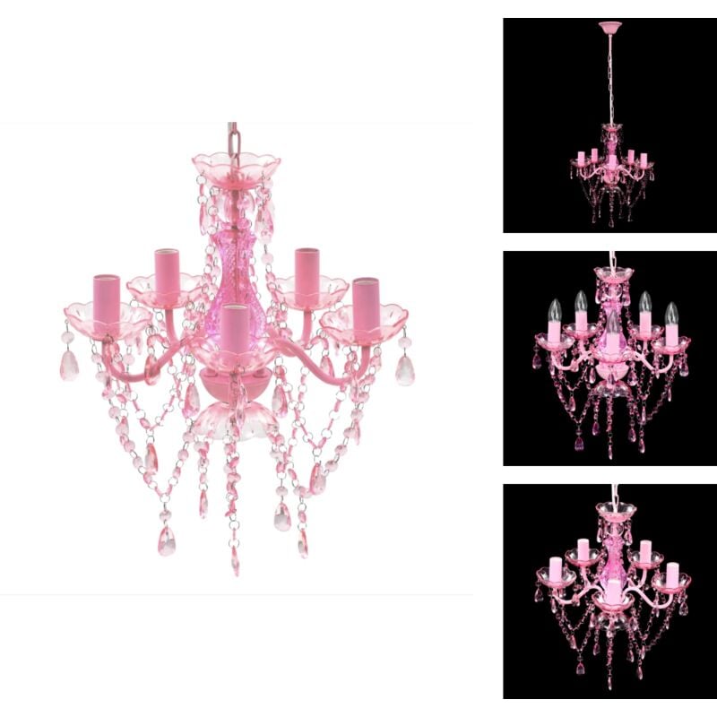 Kronleuchter - Living Kronleuchter 5 Glühbirnen Rosa - Rosa