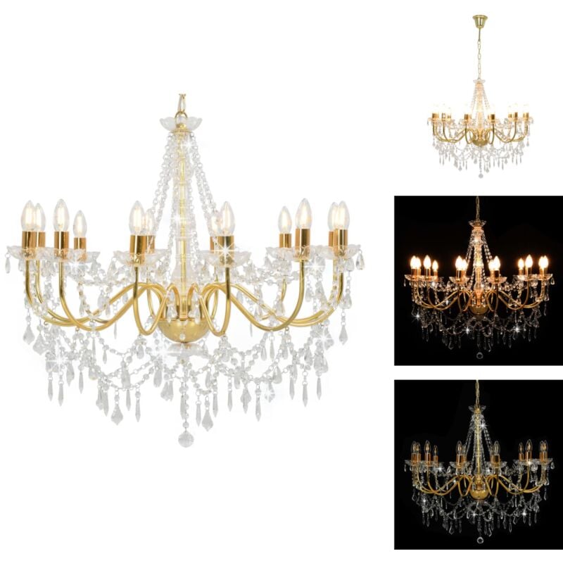 Vidaxl - Kronleuchter - Living Kronleuchter mit Perlen Golden 12 x E14-Fassungen - Gold