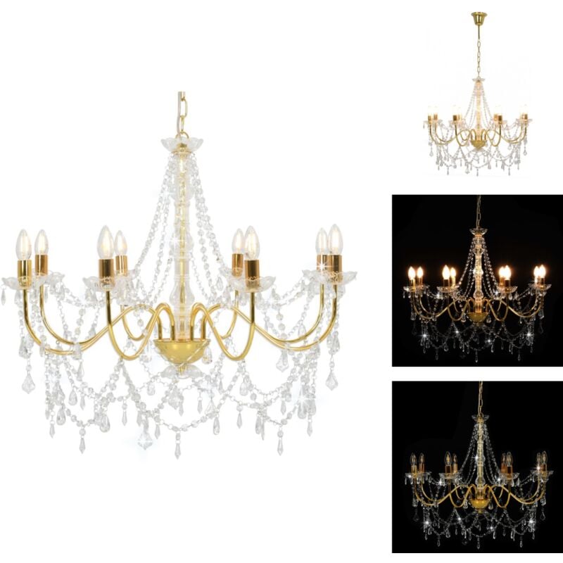 Vidaxl - Kronleuchter - Living Kronleuchter mit Perlen Golden 8 x E14-Fassungen - Gold