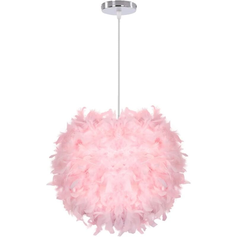 Kronleuchter Pendelleuchte Ø 30cm Deckenleuchte Rosa Feder Kronleuchter Pendelleuchte für Schlafzimmer Wohnzimmer (Rosa)-RAPANDA