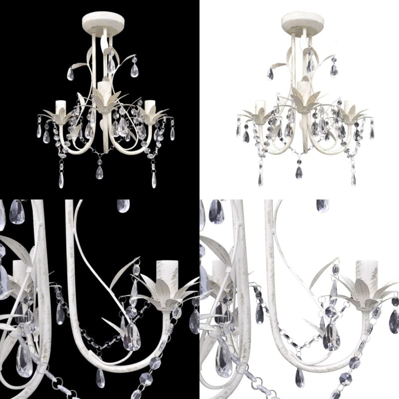 Vidaxl - Kronleuchter Pendelleuchte Kristall Lampe Lüster Leuchte weiß - Kronleuchter - Pendelleuchte - Home & Living - Weiß
