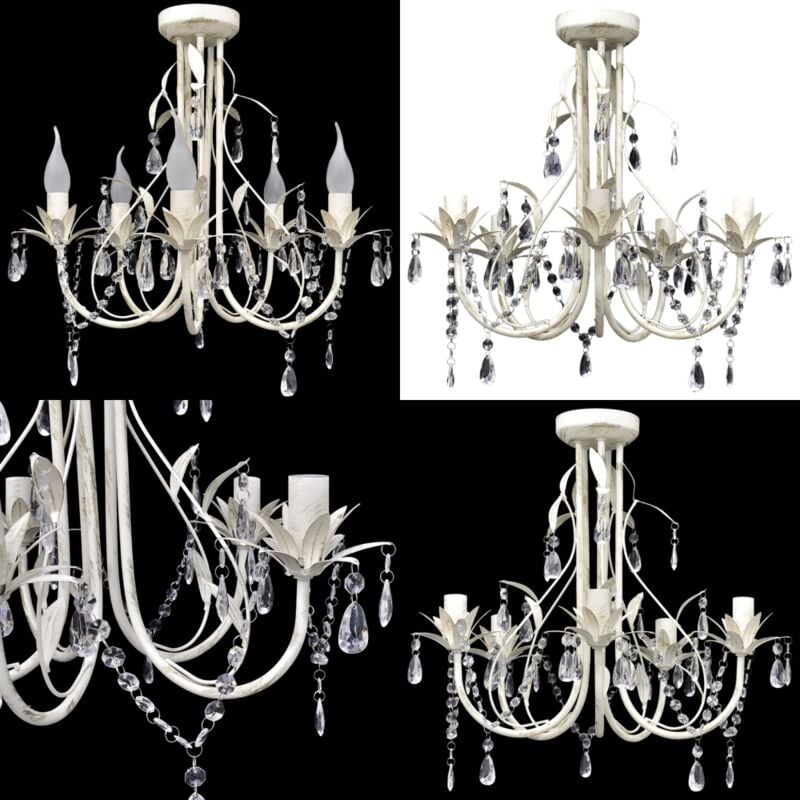 Vidaxl - Kronleuchter Pendelleuchte Lüster 5 Lampenfassung - Kronleuchter - Pendelleuchte - Home & Living - Weiß