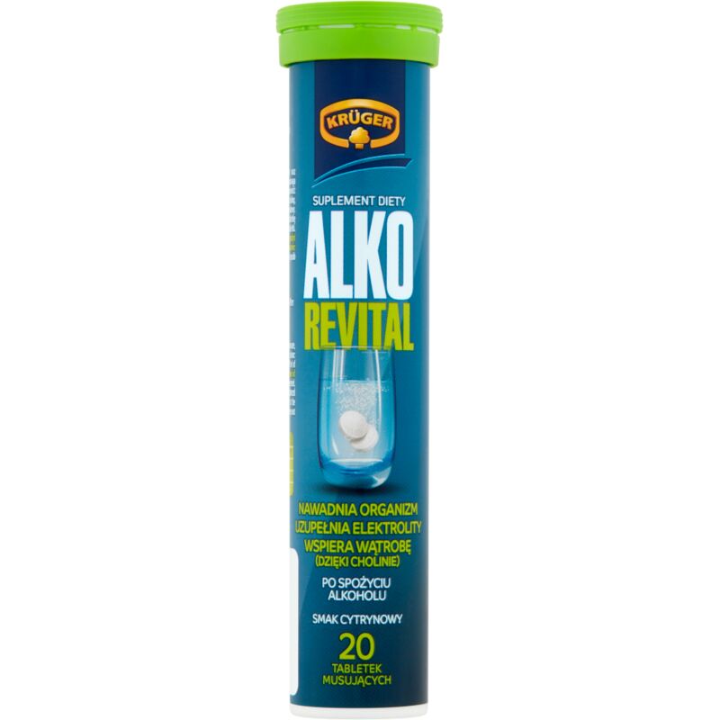 KRUGER Alko Revital - Zitrone Nahrungsergänzungsmittel, Regeneration nach Alkohol, 20 Tabletten