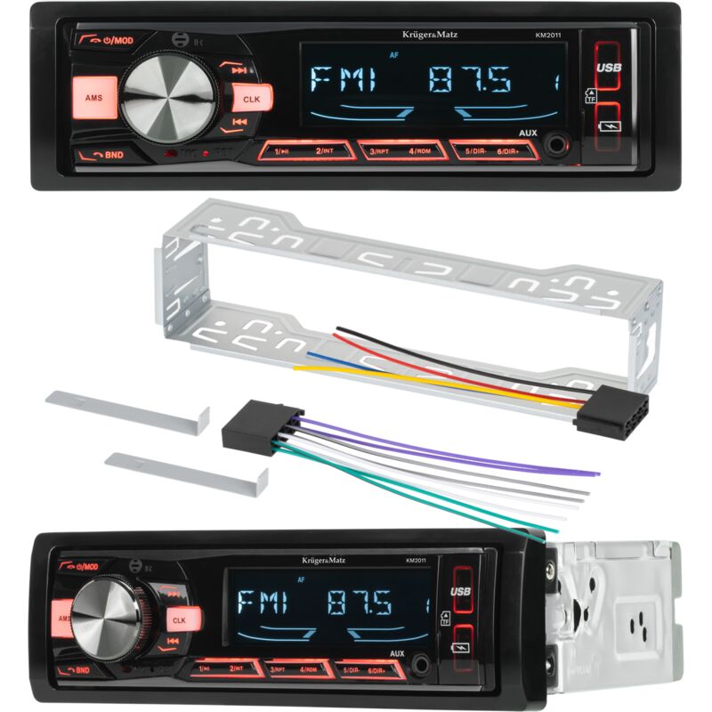 Kruger&Matz 1 DIN Bluetooth-Autoradio mit USB, AUX-Anschluss, Pilot- und microSD-Kartenleser