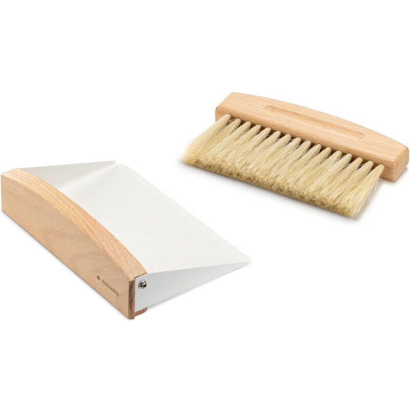 Krümelkehrer aus Buchenholz mit Kehrschaufel, 15,5 x 10,5 x 4 cm – Handkehrer für Küche, Esszimmer und Gastronomie