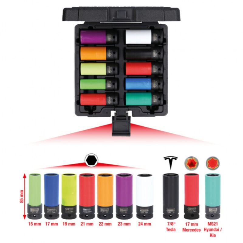 KS-Tools - 1/2' Spezial-Alu-Felgen Kraft-Stecknuss-Satz, 10-tlg - 515.0890
