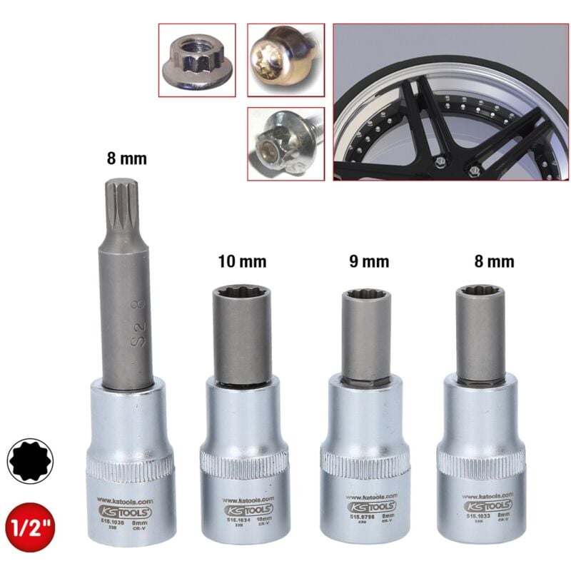 Oz Spezial-Alu-Felgen-Stecknuss-Satz für mehrteilige OZ-Felgen, 4-tlg