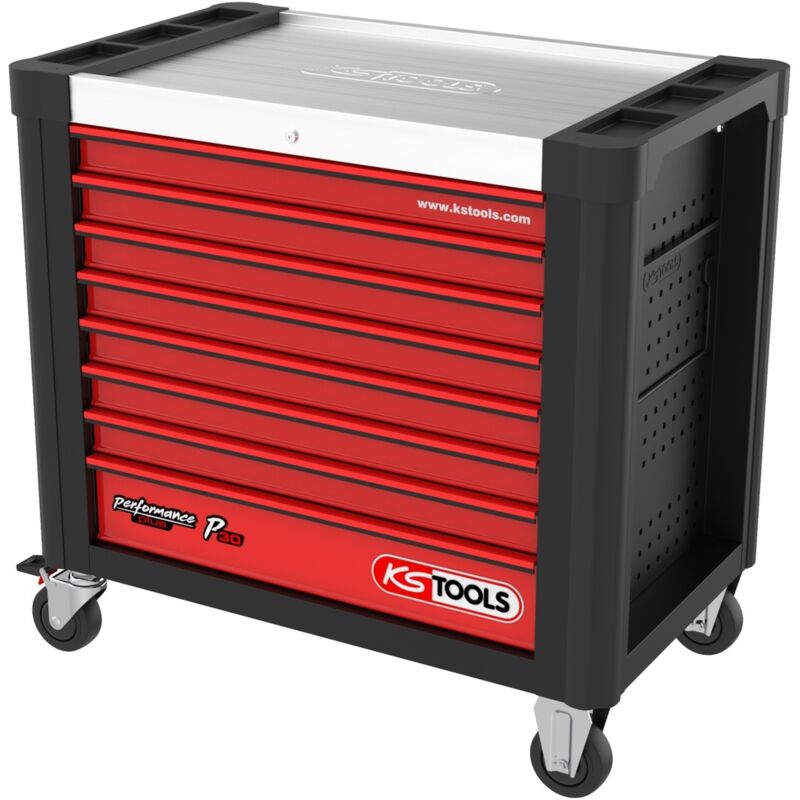KS TOOLS PERFORMANCEplus P30 SCHWARZ/ROT Werkstattwagen mit 8 Schubladen - 873.4008