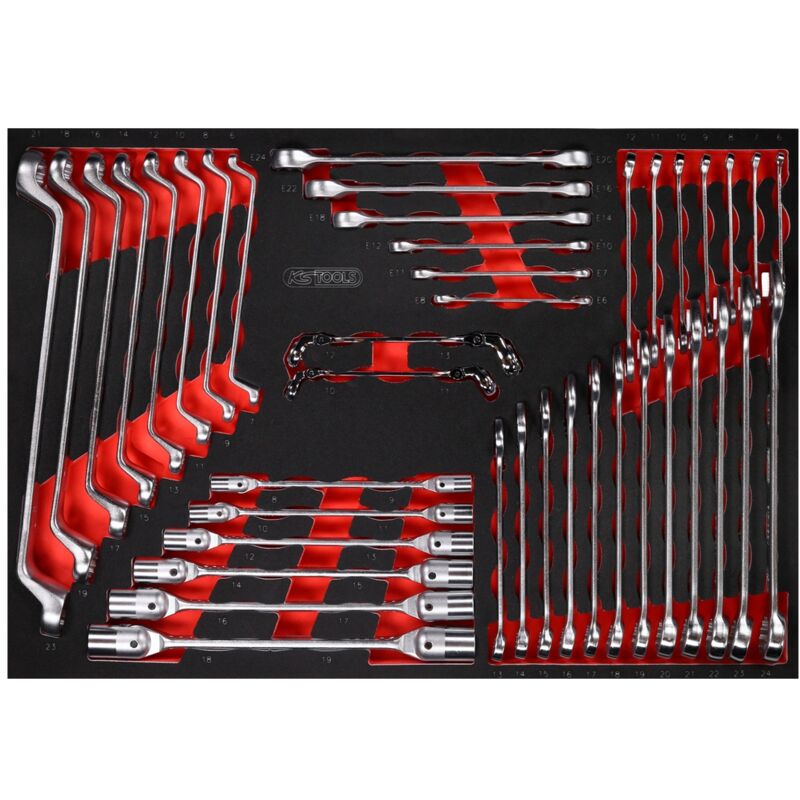 Ks Tools Schraubenschlüssel-Satz in Schaumstoffeinlage, 41-tlg., für Werkstattwagen und Werkzeugkoffer