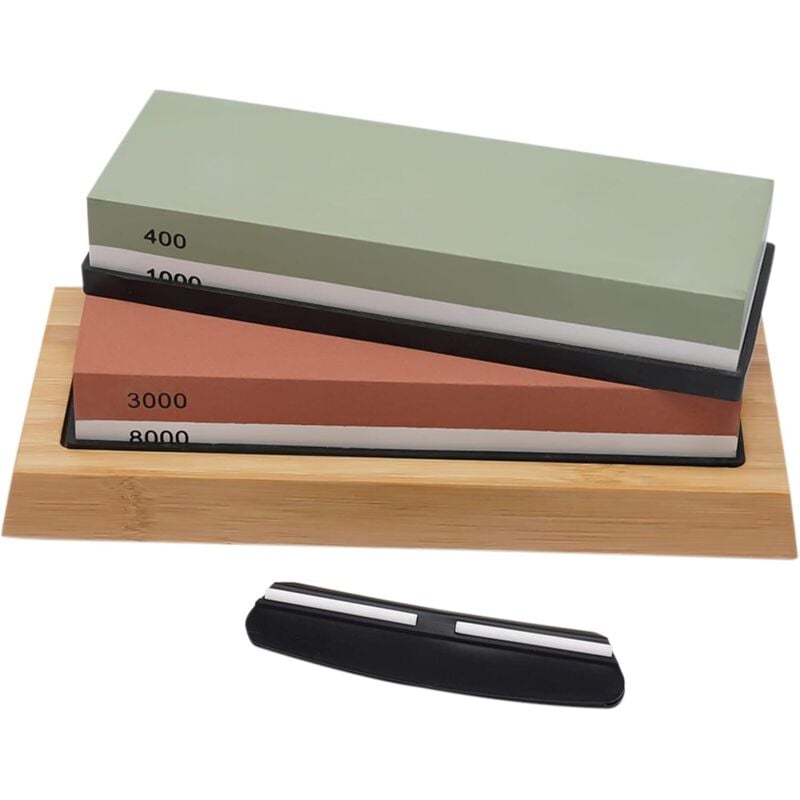 Küche Abziehstein Messerschärfer Set Körnung 400/1000 3000/8000 Doppelseitiger Messerschleifer Messer Schärfen Nassstein Kit mit Rutschfeste