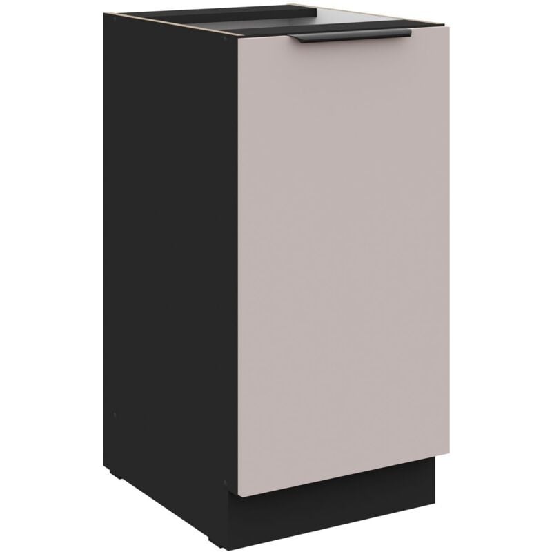 Küchen Preisbombe - Küchen Unterschrank 40 cm Küche arona Kaschmir beige matt + Schwarz matt Küchenzeile Küchenblock Küche Einbauküche