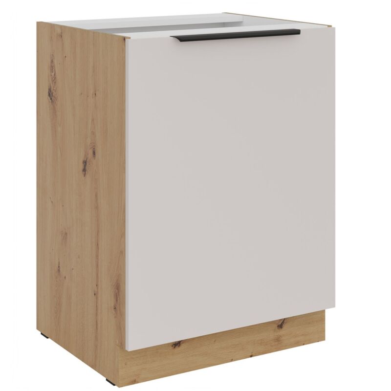 Küchen Unterschrank 60 cm Küche SOLANO Kaschmir beige matt + Eiche Artisan matt Küchenzeile Küchenblock Küche Einbauküche