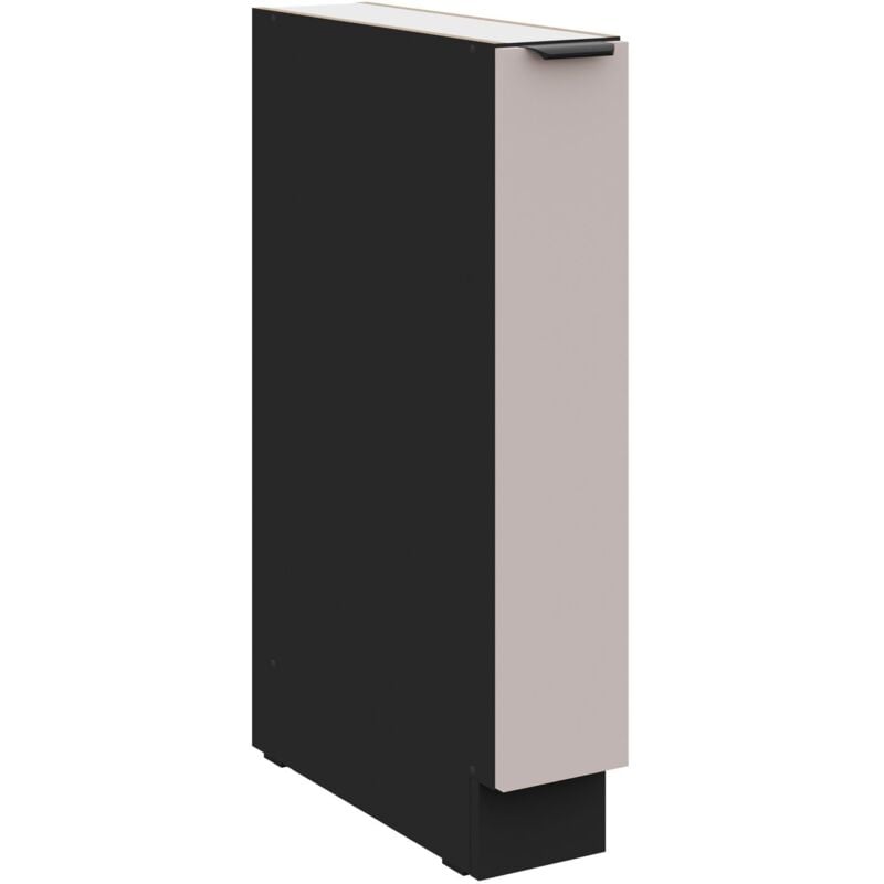 Küchen Preisbombe - Küchen Unterschrank Schrankauszug 15 cm Küche arona Kaschmir beige matt + Schwarz matt Küchenzeile Küchenblock Einbauküche