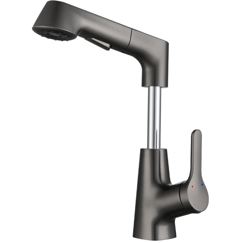 Küchenarmatur Ausziehbar, Spültischarmatur mit Brause Zwei Wasserstrahlarten, Armatur Küche 360° Schwenkbar, Mischbatterie Küche Edelstahl-Gris