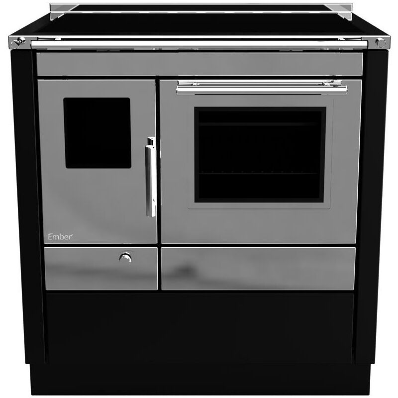 Ember - Küchenherd Fire A1 80D-S-GD 5,2 kW Edelstahl-Schwarz Ofen Kamin