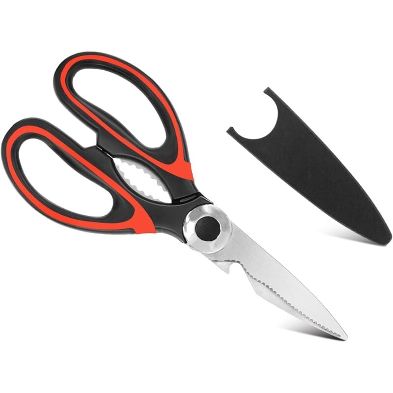 Linghhang - Küchenschere, Mehrzweck-Küchenschere für hohe Beanspruchung, Edelstahlschere mit Abdeckung, für Huhn, Fisch, Fleisch, Gemüse, Kräuter,