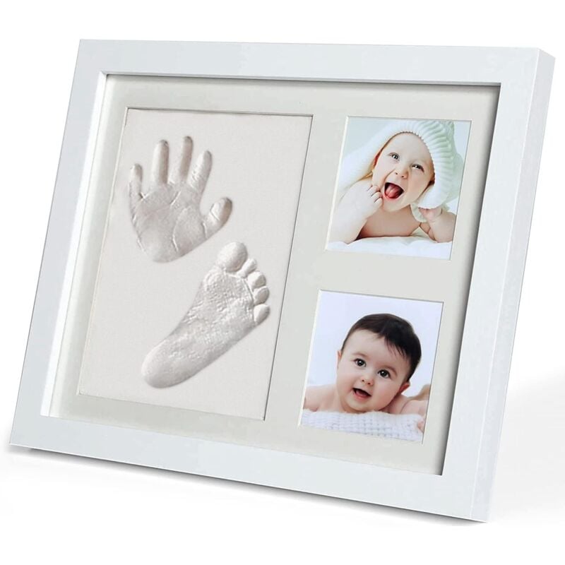 Baby Handabdruck Rahmen, Baby Fußabdruck Set für Neugeborene Geburtsgeschenk, personalisiertes Baby Fotorahmen Druckset