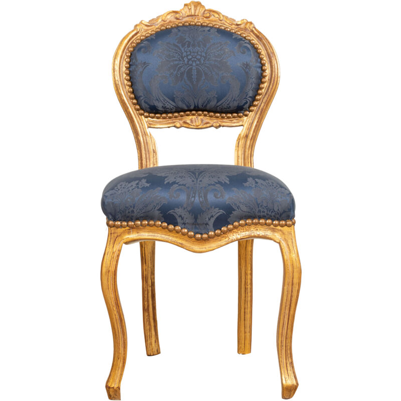 Biscottini - Küchenstuhl aus Holz, Esszimmerstuhl, 44x89x41 cm, gepolsterter Schlafzimmerstuhl, Barock-Wohnzimmersessel, französischer Stil