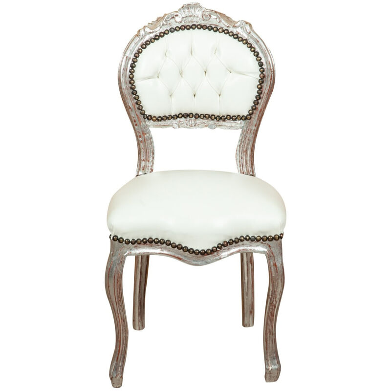 Küchenstuhl aus Holz, Esszimmerstuhl, 44x89x41 cm, gepolsterter Schlafzimmerstuhl, Barock-Wohnzimmersessel, französischer Stil