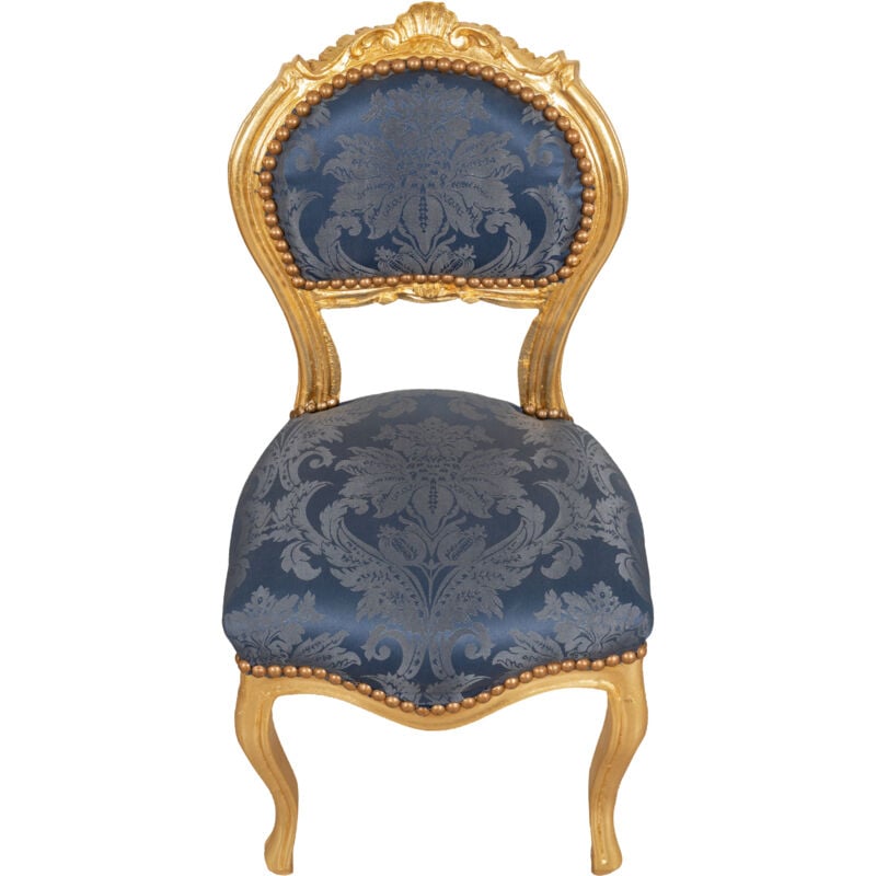 Biscottini - Küchenstuhl aus Holz Esszimmerstuhl 92x45x45 cm Louis xvi Polstersessel Barocksessel Goldsessel im französischen Stil