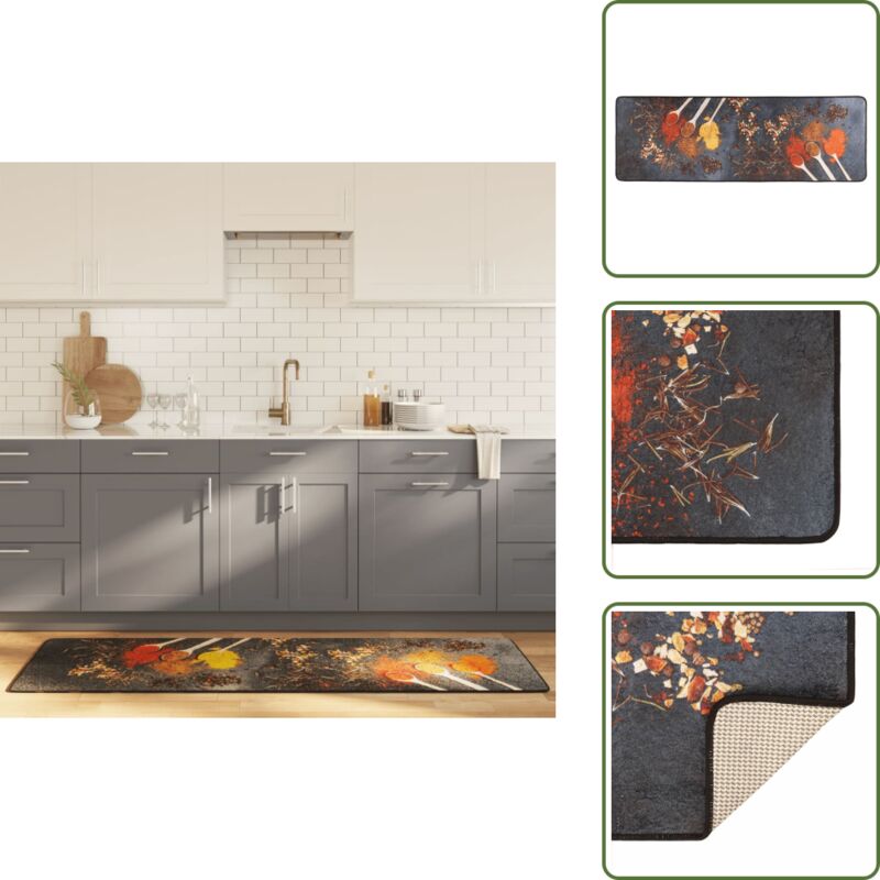 Küchenteppich Mehrfarbig 60x180 cm Waschbar Rutschfest - Küchenläufer - Samt Teppich - Wohnzimmer Teppich - Multifarbiger Teppich - Antibakterieller