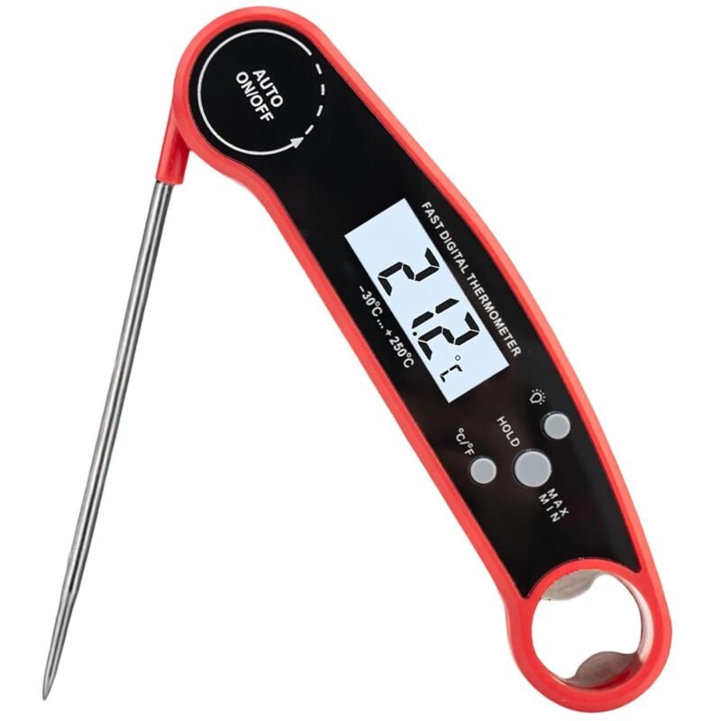 Küchenthermometer – Kochthermometer, spezielle Kochsonde für Fleisch, Barbecue, BBQ und Lebensmittel – Klarer LCD-Bildschirm – Automatische