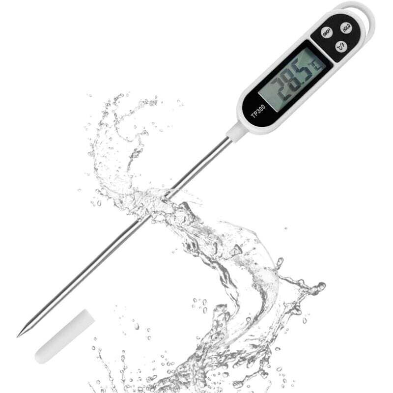 Küchenthermometer mit LCD-Anzeige, digitales Langfühlerthermometer, hohe Präzision, Sofortanzeige, für Grill, Öl, Fleisch, Lebensmittel, Milch, Wein,