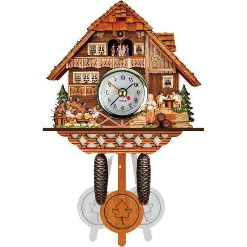 Kuckucksuhr aus Holz – Große Vintage-Wanduhr – Moderne Pendeluhr im Vogelhaus-Design – Wanddekoration für Wohnzimmer, Schlafzimmer oder Büro