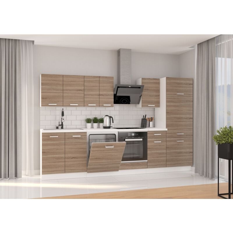 Küchen Preisbombe - Küche Dave xl 300 cm Küchenzeile Küchenblock Einbauküche Sonoma Eiche Trüffel