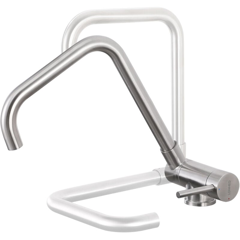 Edelstahl Wasserhahn Küche Armatur 360° Drehbar Vorfenster Küchenarmatur Klappbar, Umklappbarer Einhebelmischer Küche Mischbatterie mit Kalt- und