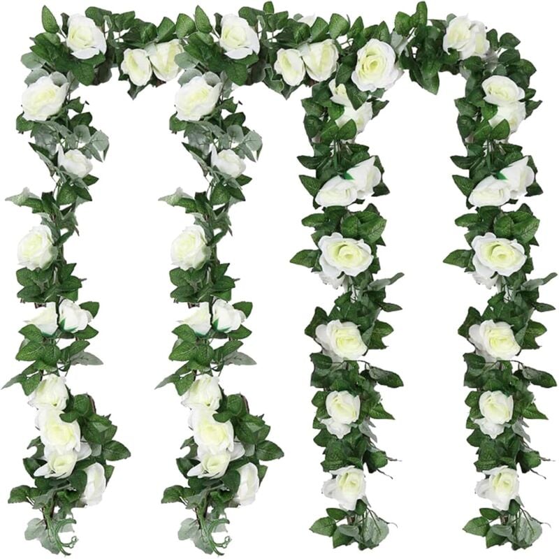 Künstliche Blumengirlande, Rosenranke, Hochzeitsdekoration, 4 Stück, Seidenblumen-Dekoration, künstliche Pflanze, hängende Blumen für Party, Garten,