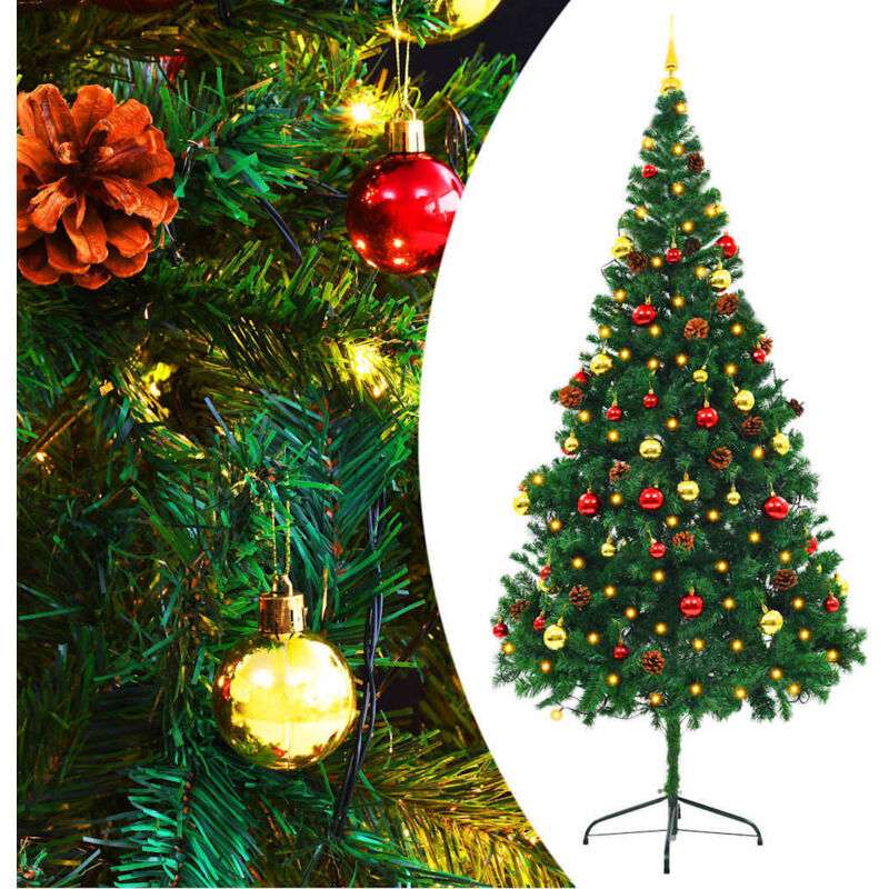 Vidaxl - Künstlicher Weihnachtsbaum mit Beleuchtung & Kugeln Grün 210 cm