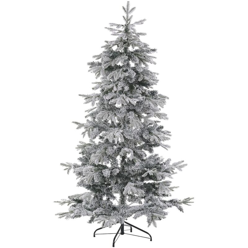 Weihnachtsbaum 210 cm Weiß Kunststoff/Metall Schnee Effekt inkl. Ständer Weihnachtszeit Weihnachten Wohnzimmer Modern