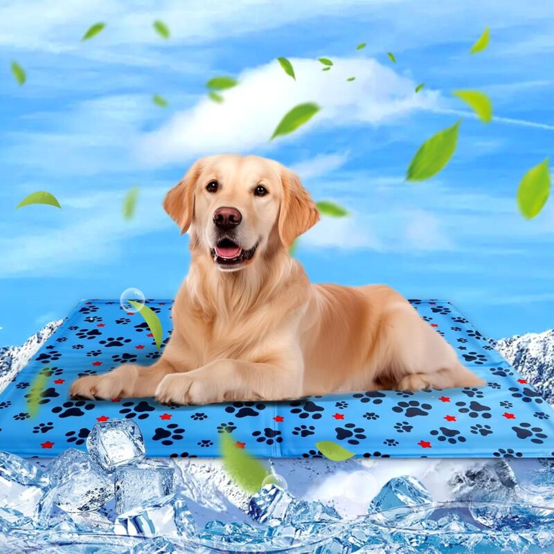 Kühlmatte für Hunde & Katzen, 90×60cm Kühlkissen für Hunde, Kühlmatte für Tiere, Wasserdicht und Leicht zu Reinigen, Geeignet für Kleine und Große