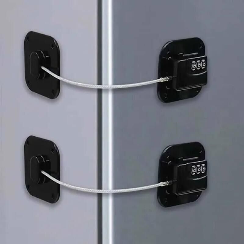 Kühlschrankschloss mit Code - FOLAYA - 2 Stück - Code - Weiß - Schwarz - 6