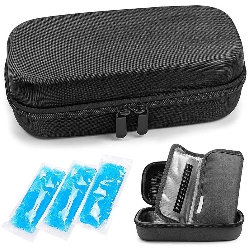 Kühltasche für Insulin-Reisen, Isolierte Tasche für Diabetes-Medikamente mit 3 Kühlakkus