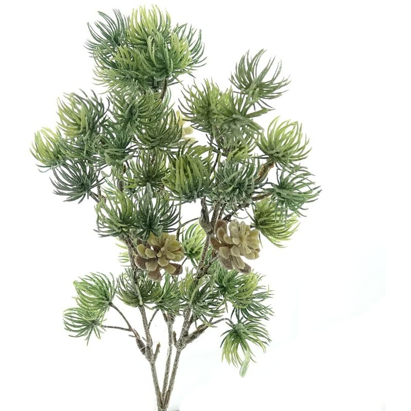 Weihnachtsdeko Zedernzweig mit 3 Zapfen gefrostet 46 cm - Kunstblumen