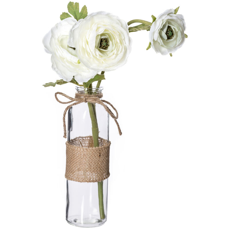 Kunstblumen in einer Glasvase KAMELIA, 39,5 cm