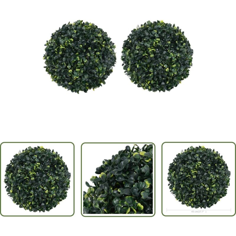 The Living Store Künstliche Buchsbaumkugeln 2 Stk. 45 cm - Künstliche Pflanze - Buchsbaum - Küstnerpflanzens - Gartendekoration - Dekopflanzen