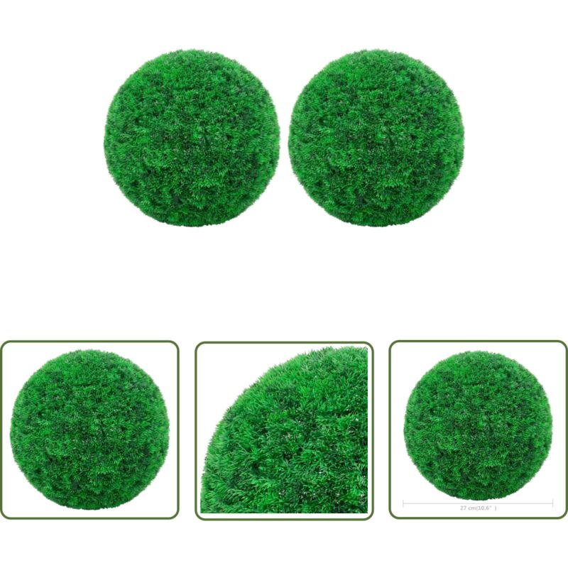 The Living Store Künstliche Buchsbaumkugeln 2 Stk. 27 cm - Künstliche Pflanze - Buchsbaum - Küstnerpflanzens - Gartendekoration - Dekopflanzen