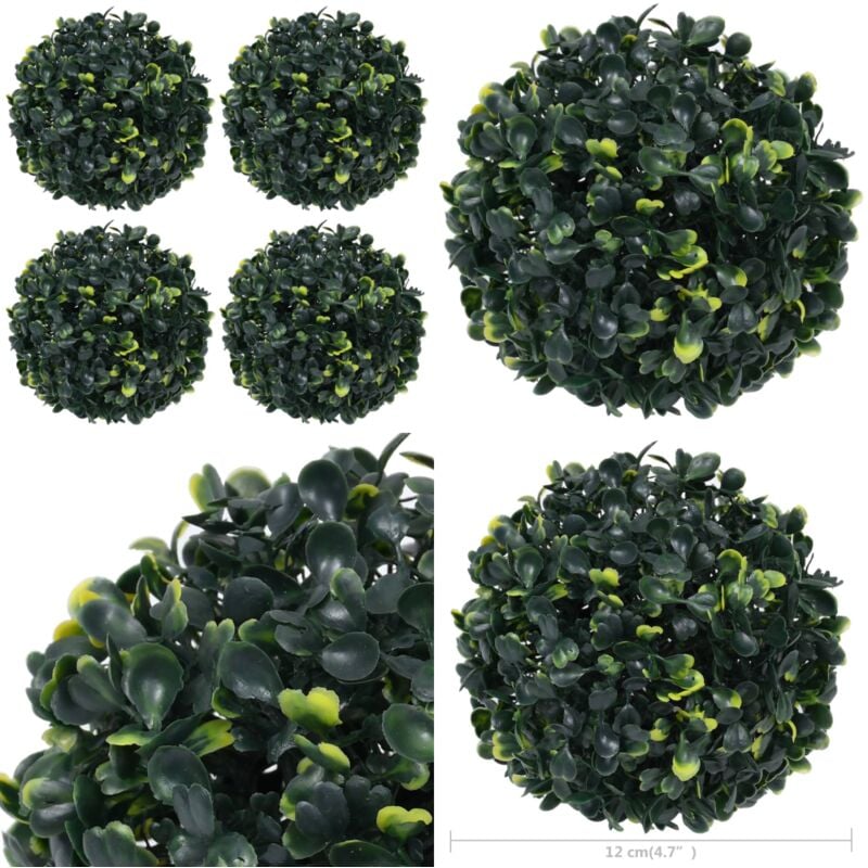 Künstliche Buchsbaumkugeln 4 Stk. 12 cm - Künstliche Pflanze - Buchsbaum - Küstliches Laub - Gartendekoration - Outdoor Deko - Home & Living